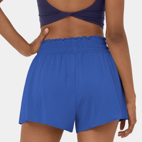 NWT Frill High Waisted Elastic Waistband Drawstring Flowy Stacked Casual Shorts - Picture 3 of 11